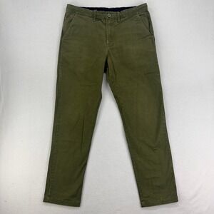 Bottoms Lab Chinos Mens Large Olive Green Cotton‎ Twill Slim-Fit Trousers Preppy